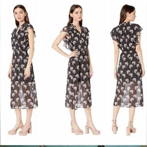 1. STATE XS Bloomsbury Black Floral Ruffle Dress